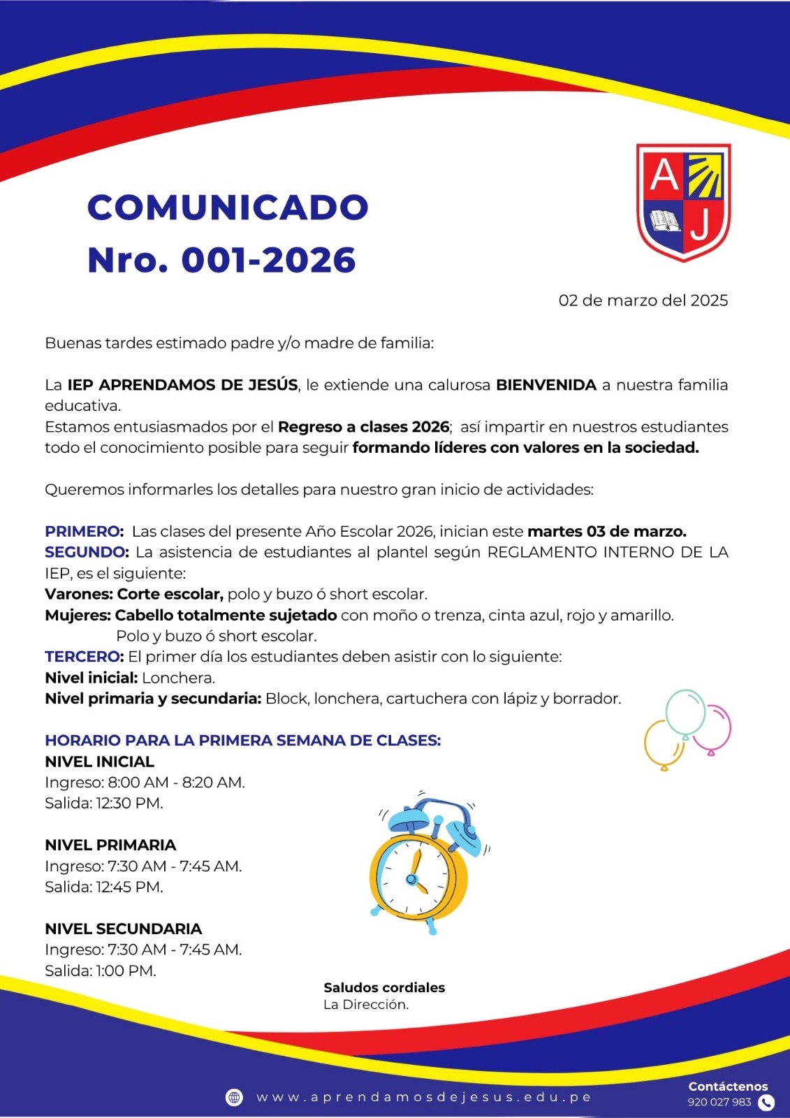 INICIO DE CLASES 2026